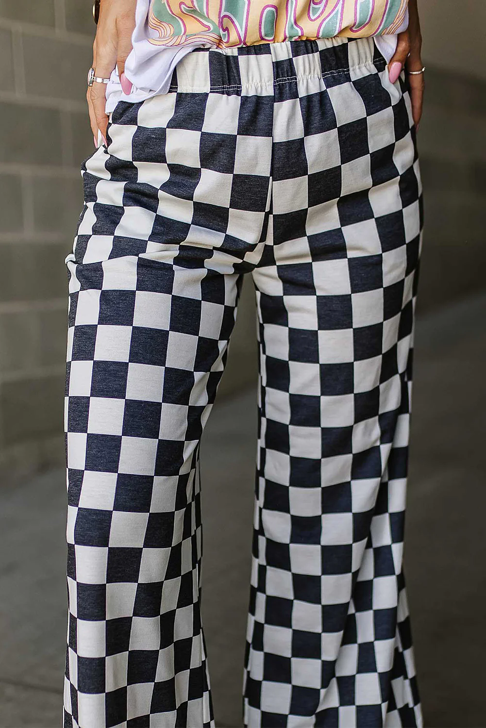 Checkered Wide Leg Pants - Image 7