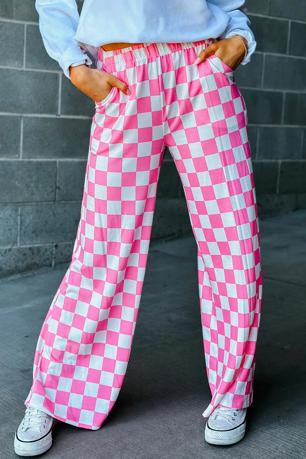 Checkered Wide Leg Pants - Image 8