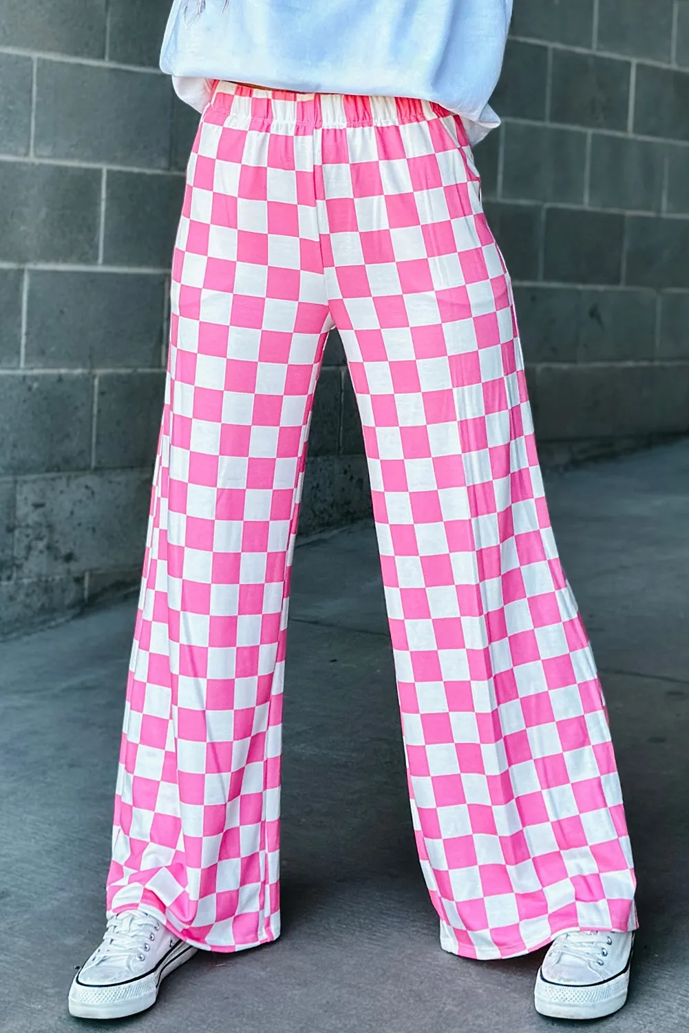 Checkered Wide Leg Pants - Image 9