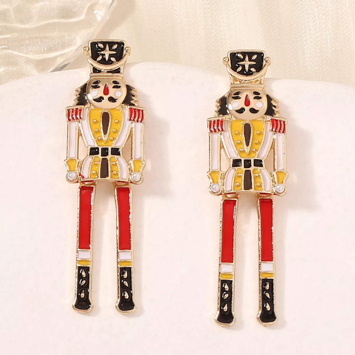 Christmas 18K Gold-Plated Nutcracker Soldier Earrings - Image 2