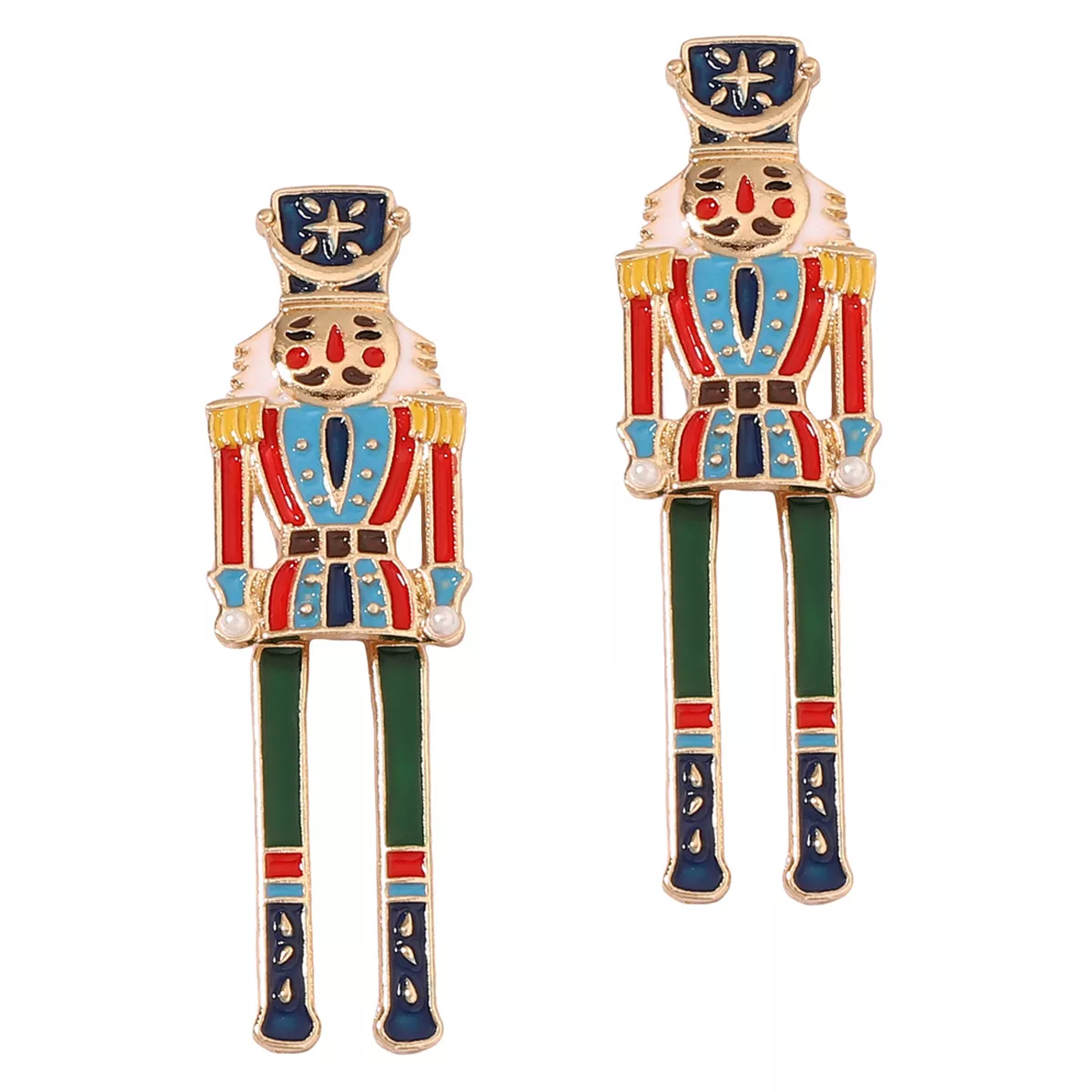 Christmas 18K Gold-Plated Nutcracker Soldier Earrings - Image 3
