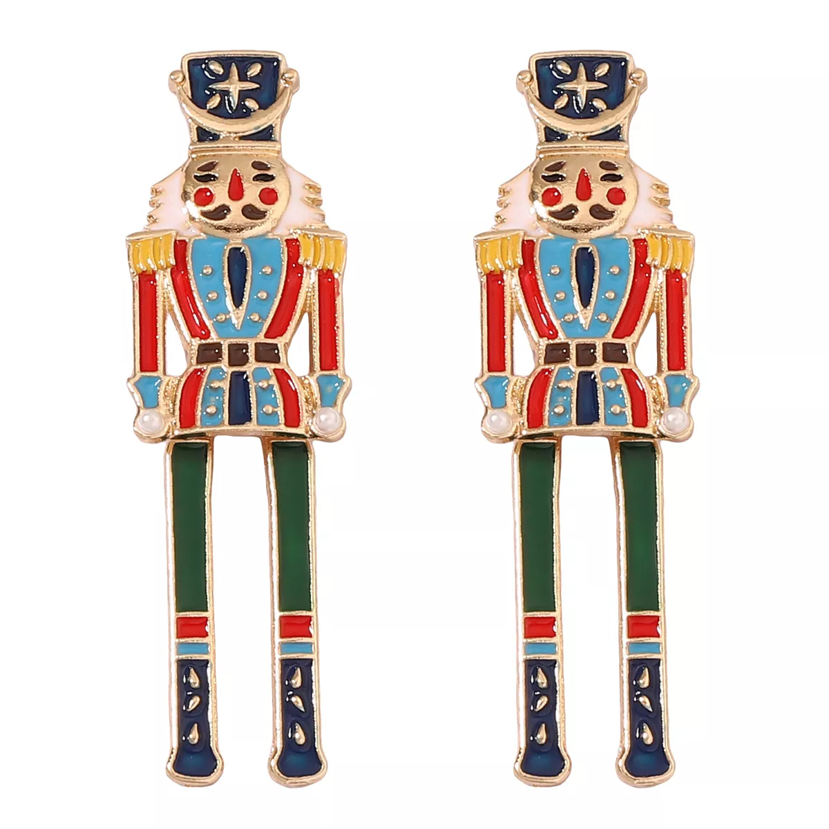 Christmas 18K Gold-Plated Nutcracker Soldier Earrings - Image 4