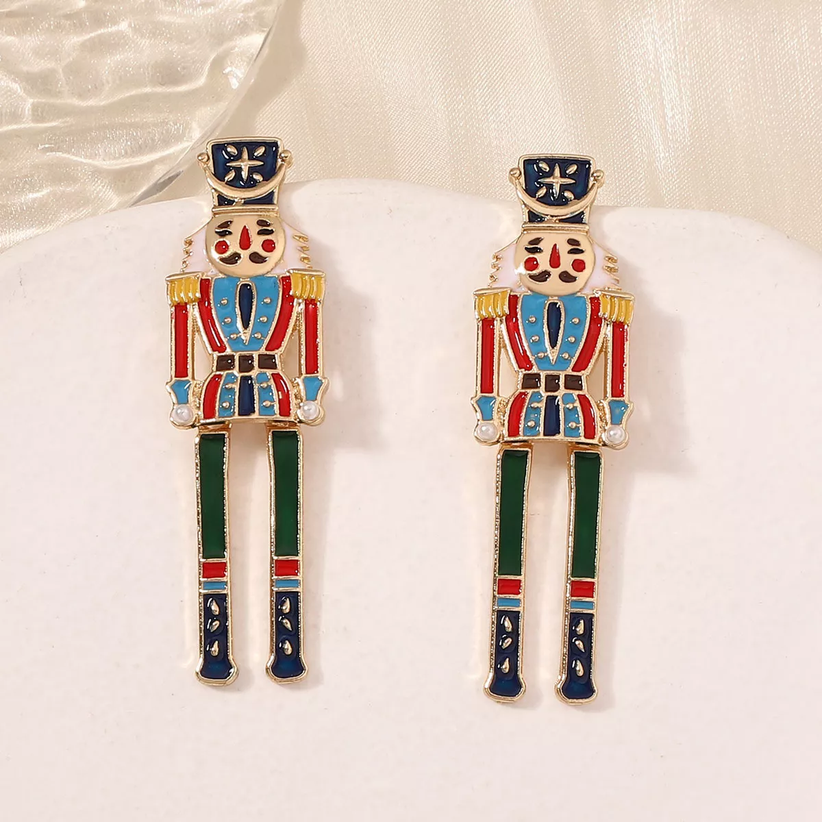 Christmas 18K Gold-Plated Nutcracker Soldier Earrings - Image 5