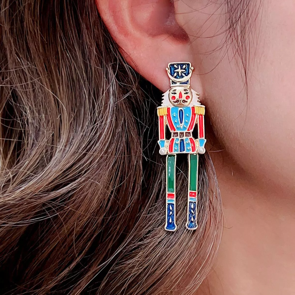 Christmas 18K Gold-Plated Nutcracker Soldier Earrings - Image 6