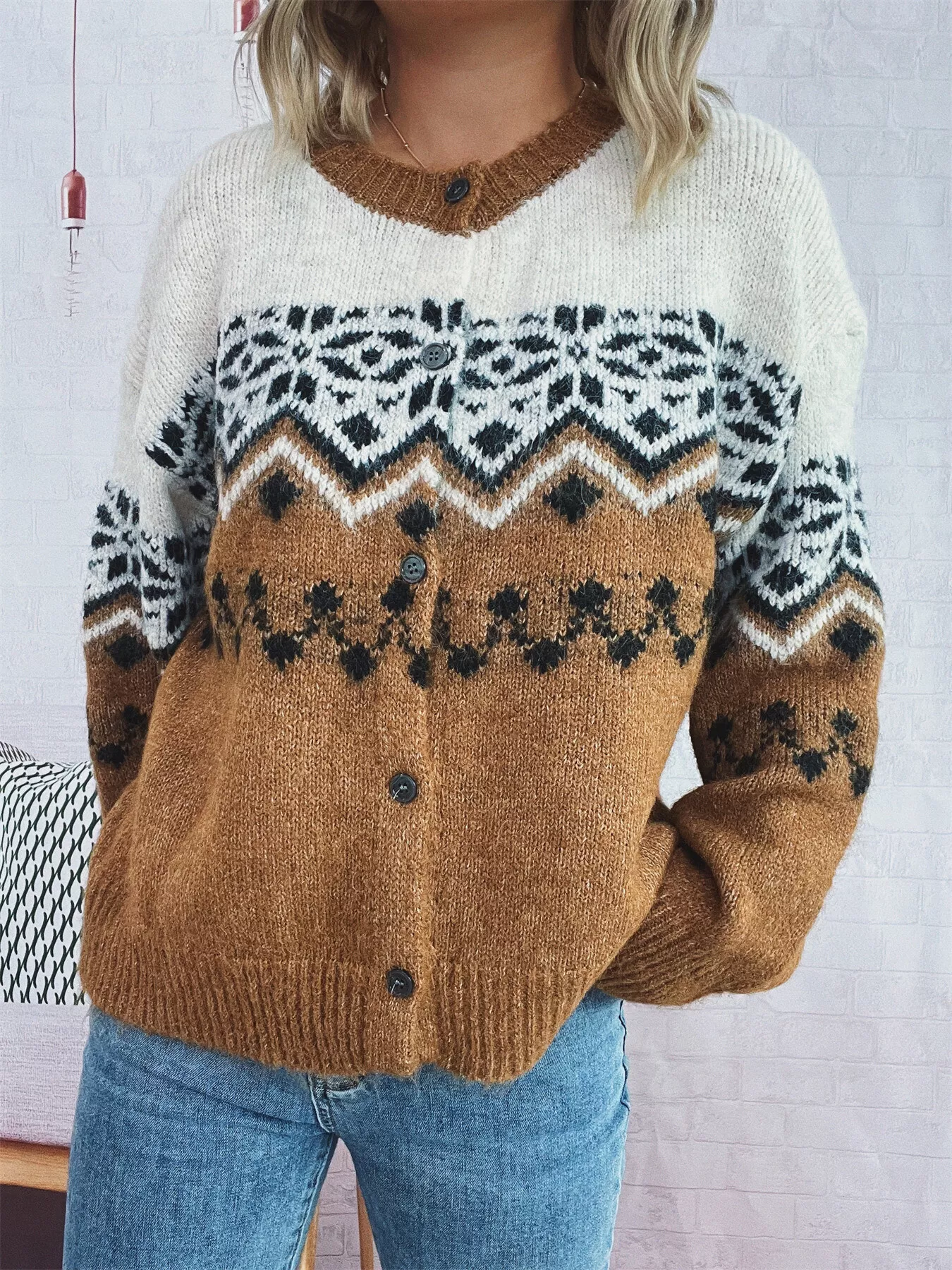 Christmas Button Up Drop Shoulder Cardigan - Image 11