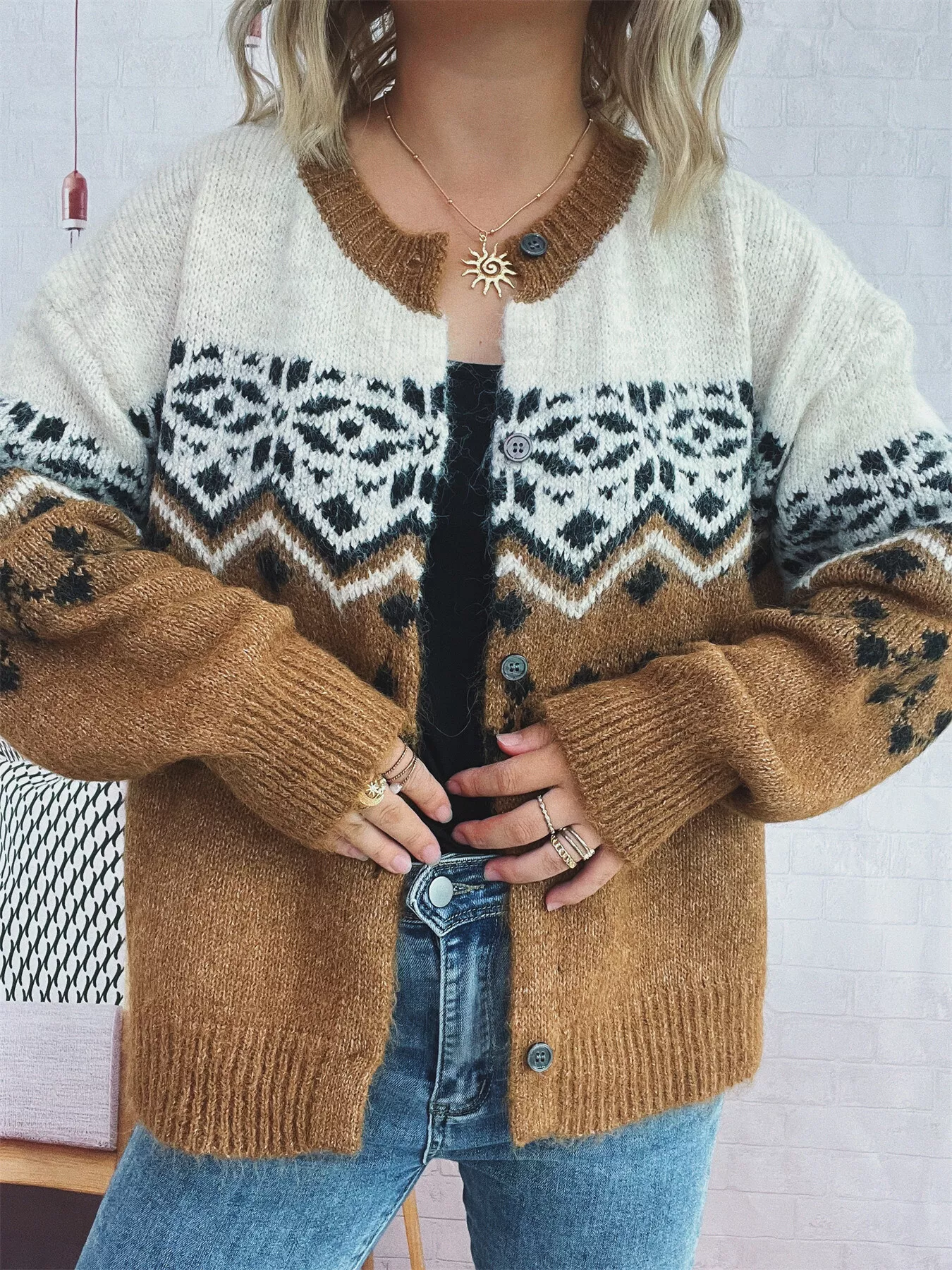 Christmas Button Up Drop Shoulder Cardigan - Image 12
