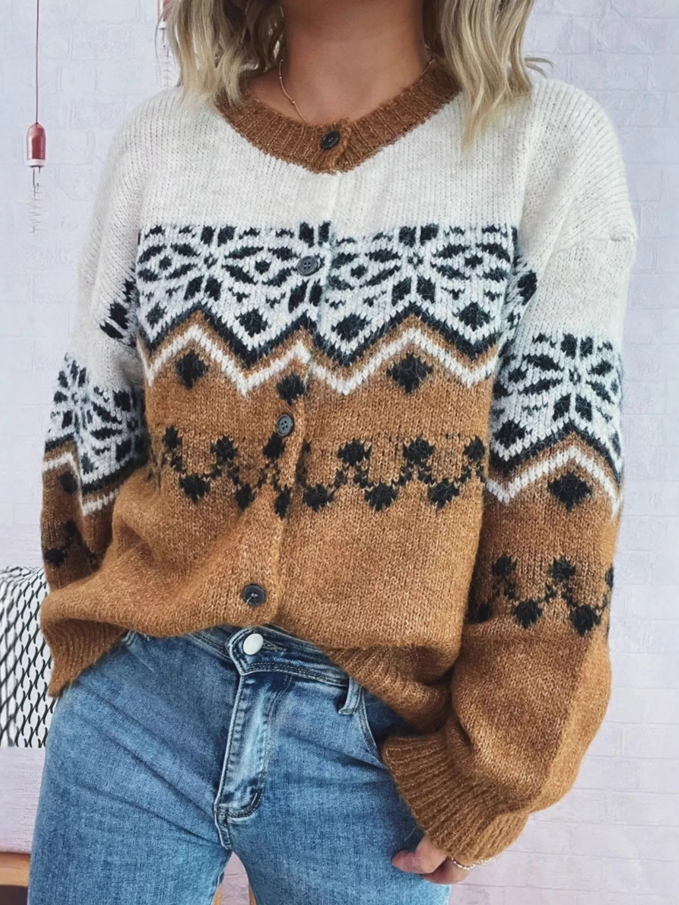Christmas Button Up Drop Shoulder Cardigan - Image 13