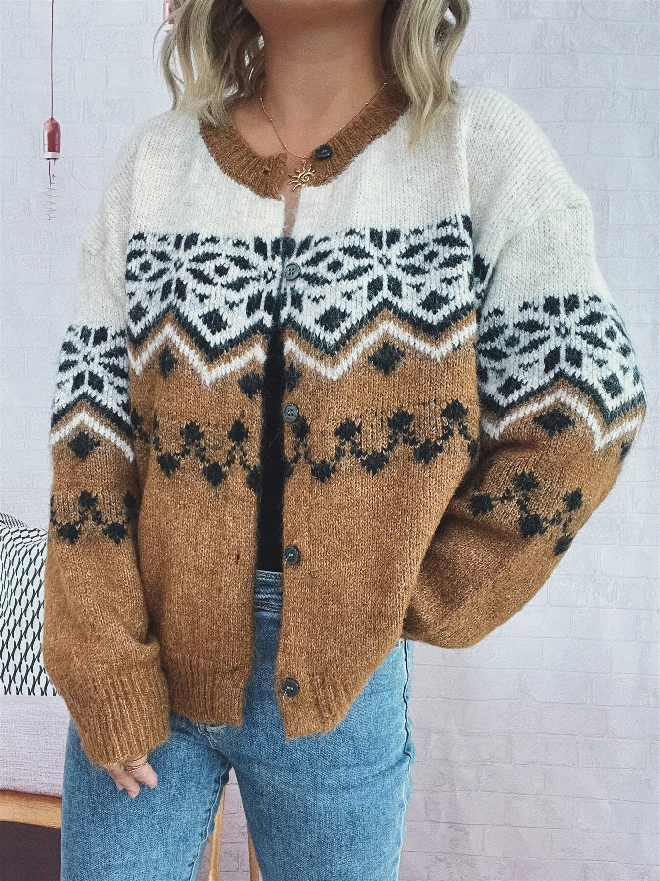 Christmas Button Up Drop Shoulder Cardigan - Image 14