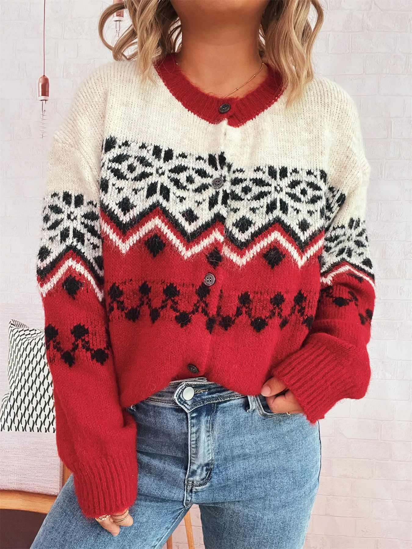 Christmas Button Up Drop Shoulder Cardigan - Image 18