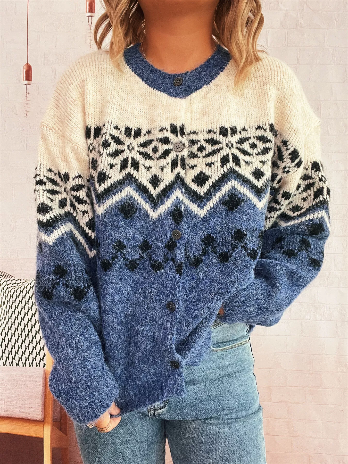 Christmas Button Up Drop Shoulder Cardigan - Image 21