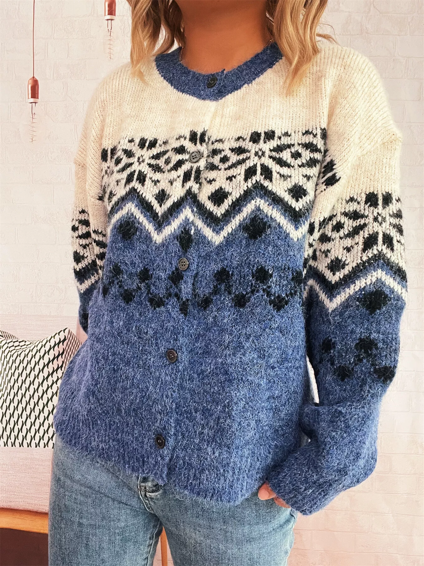 Christmas Button Up Drop Shoulder Cardigan - Image 22