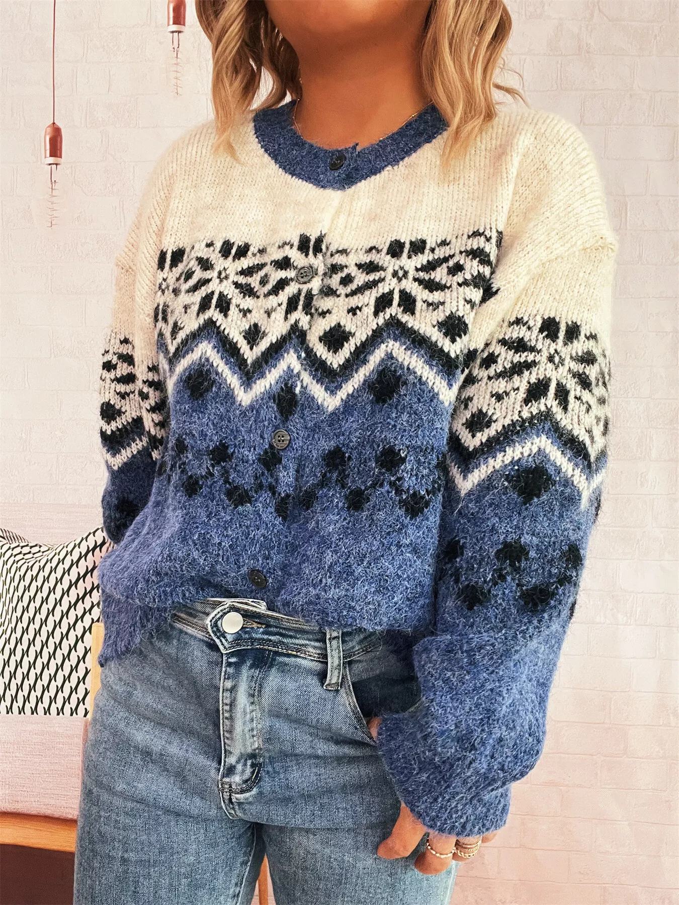 Christmas Button Up Drop Shoulder Cardigan - Image 23
