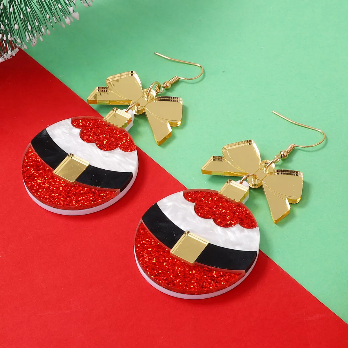 Christmas Dangle Earrings with Bow - Image 2
