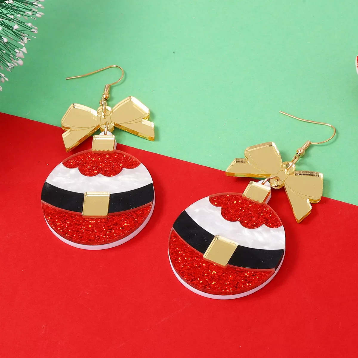 Christmas Dangle Earrings with Bow - Image 3