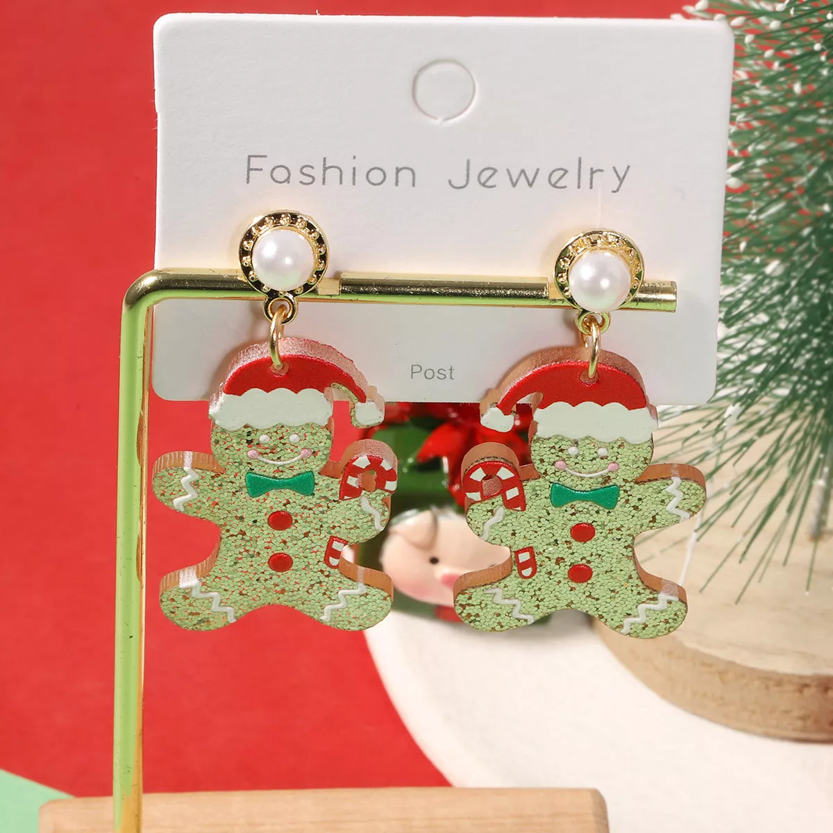 Christmas Gingerbread Man Dangle Earrings - Image 2