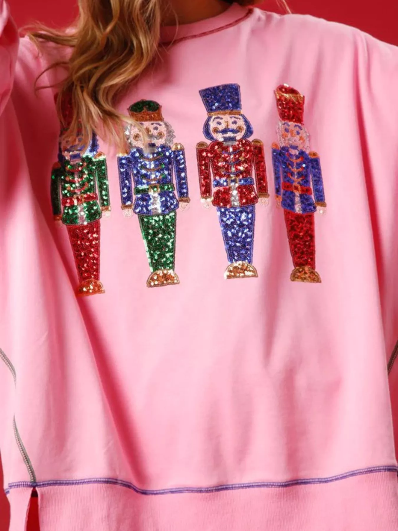 Christmas Nutcracker Sequin Round Neck Sweatshirt - Image 2