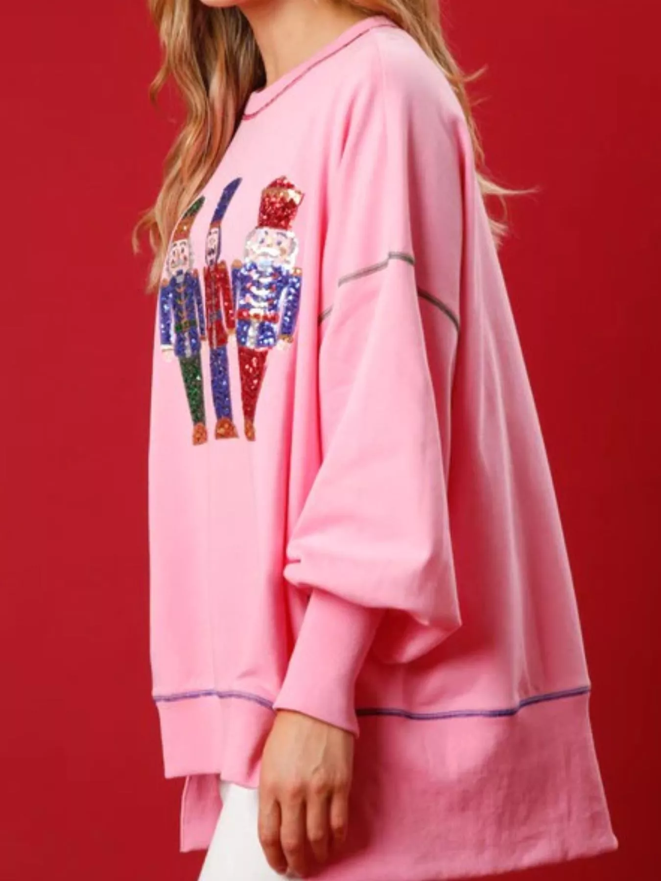 Christmas Nutcracker Sequin Round Neck Sweatshirt - Image 3