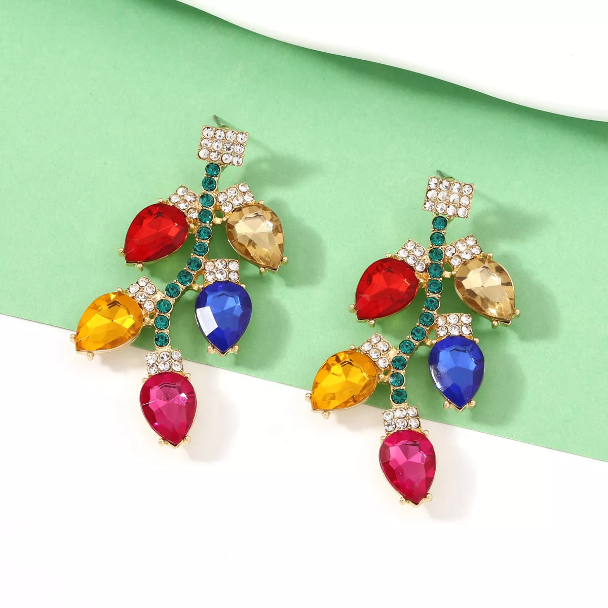 Christmas Rhinestone Drop Earrings - Image 2