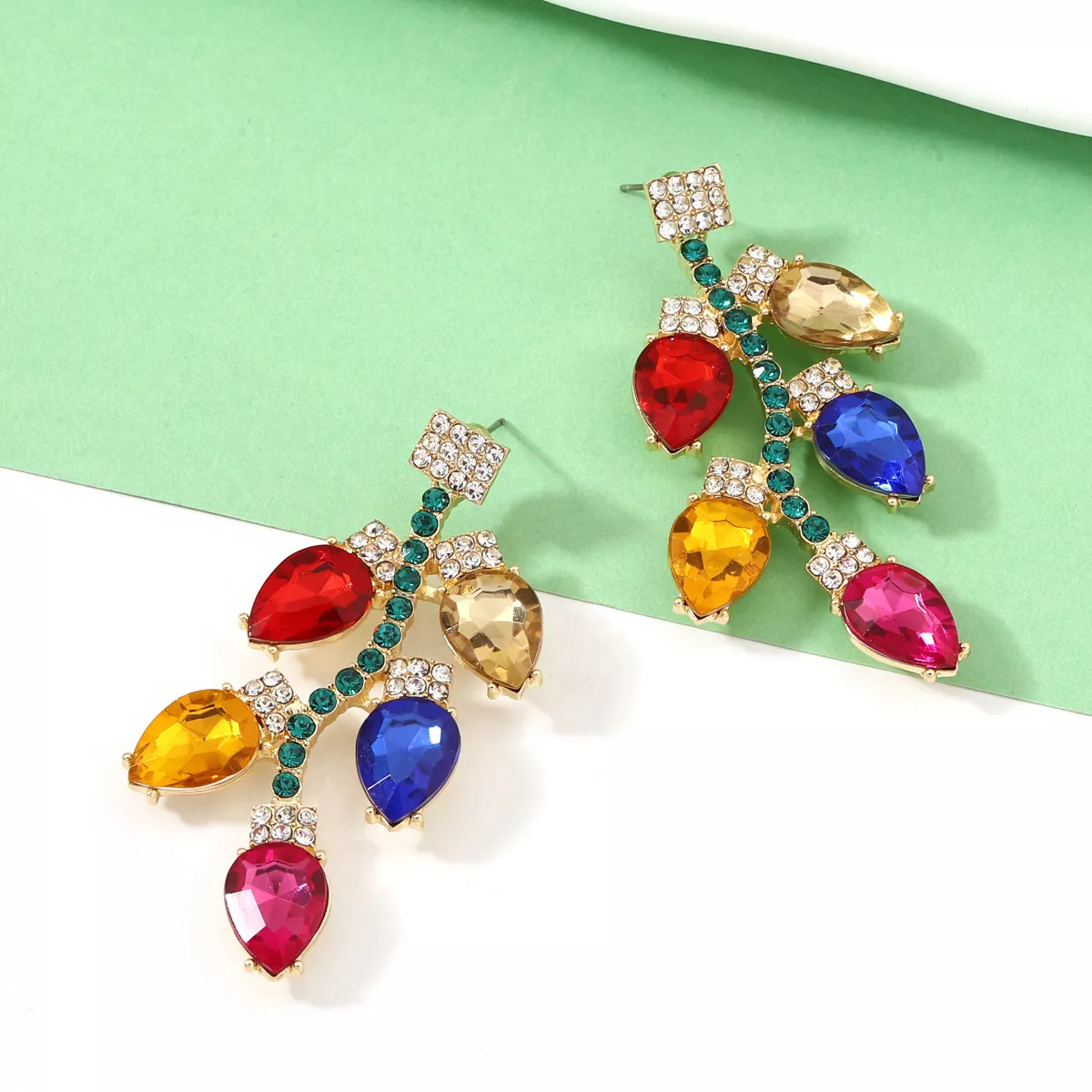 Christmas Rhinestone Drop Earrings - Image 3
