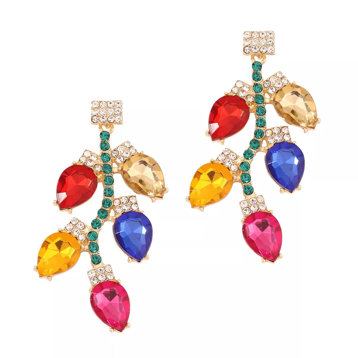 Christmas Rhinestone Drop Earrings - Image 4