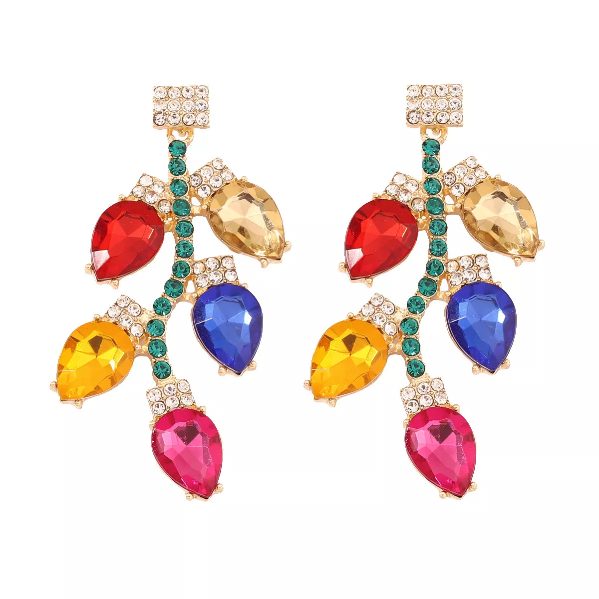 Christmas Rhinestone Drop Earrings - Image 5
