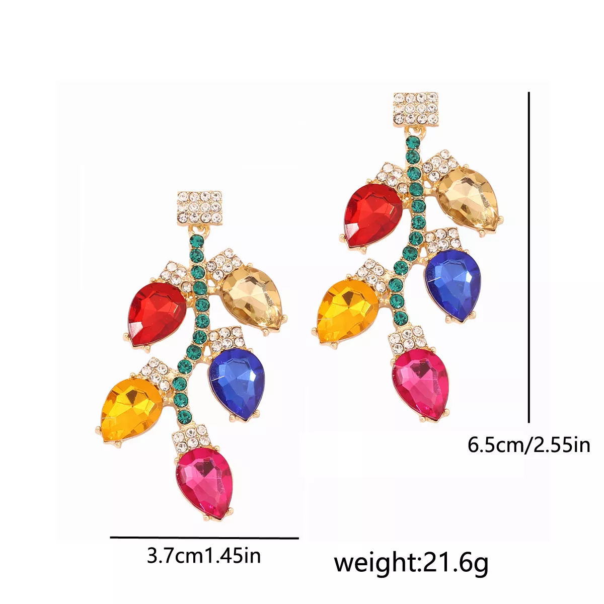 Christmas Rhinestone Drop Earrings - Image 6