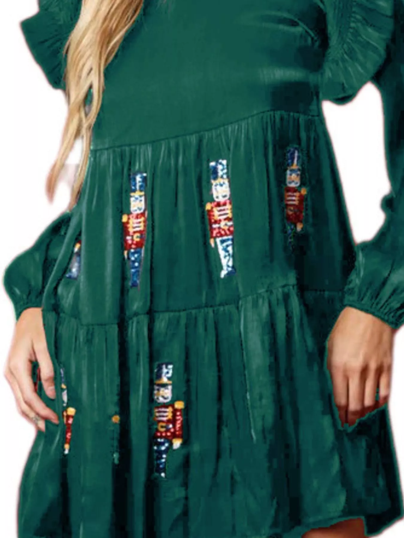 Christmas Ruffled Nutcracker Long Sleeve Dress - Image 11