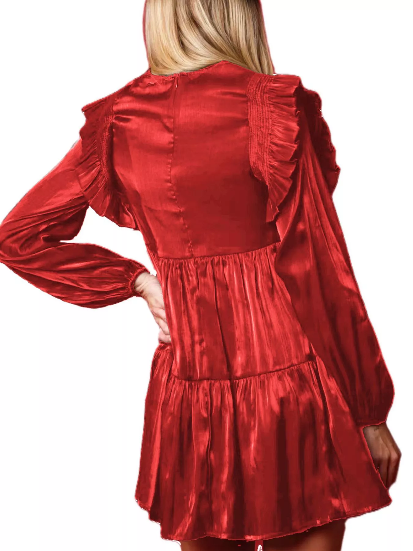 Christmas Ruffled Nutcracker Long Sleeve Dress - Image 7