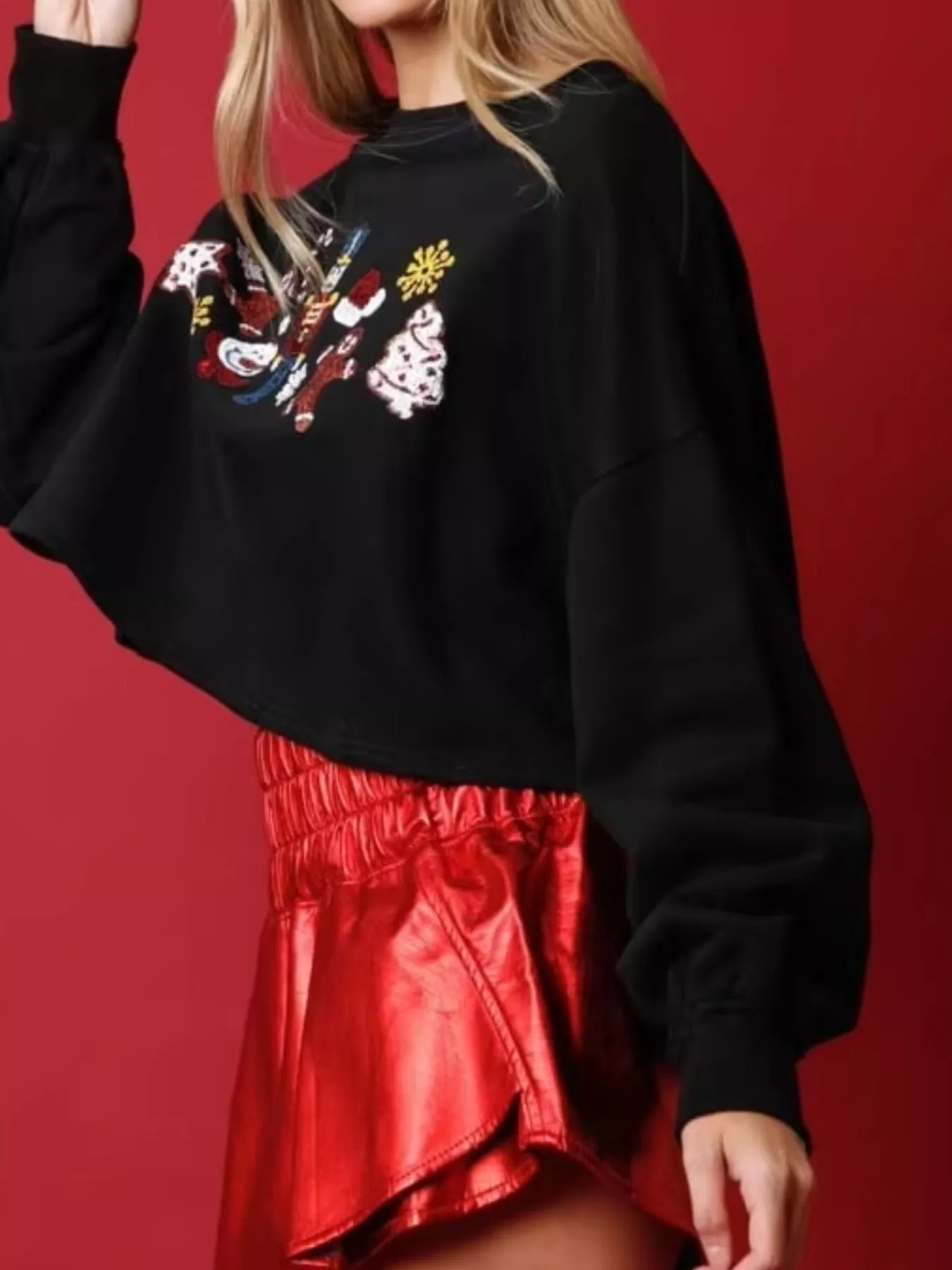 Christmas Sequin Cropped Sweatshirt - Image 7