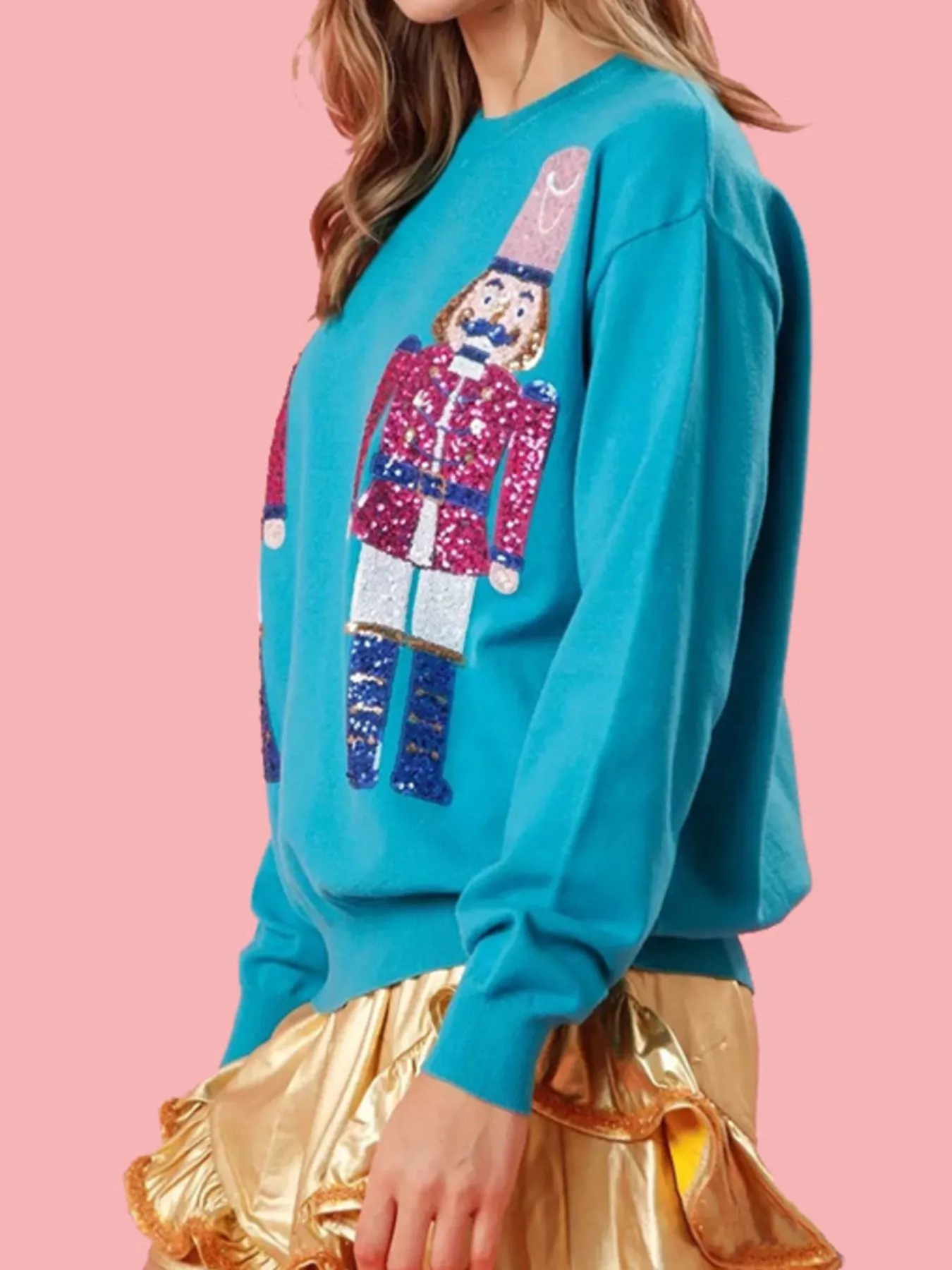Christmas Sequin Nutcracker Dropped Shoulder Sweatshirt - Image 2