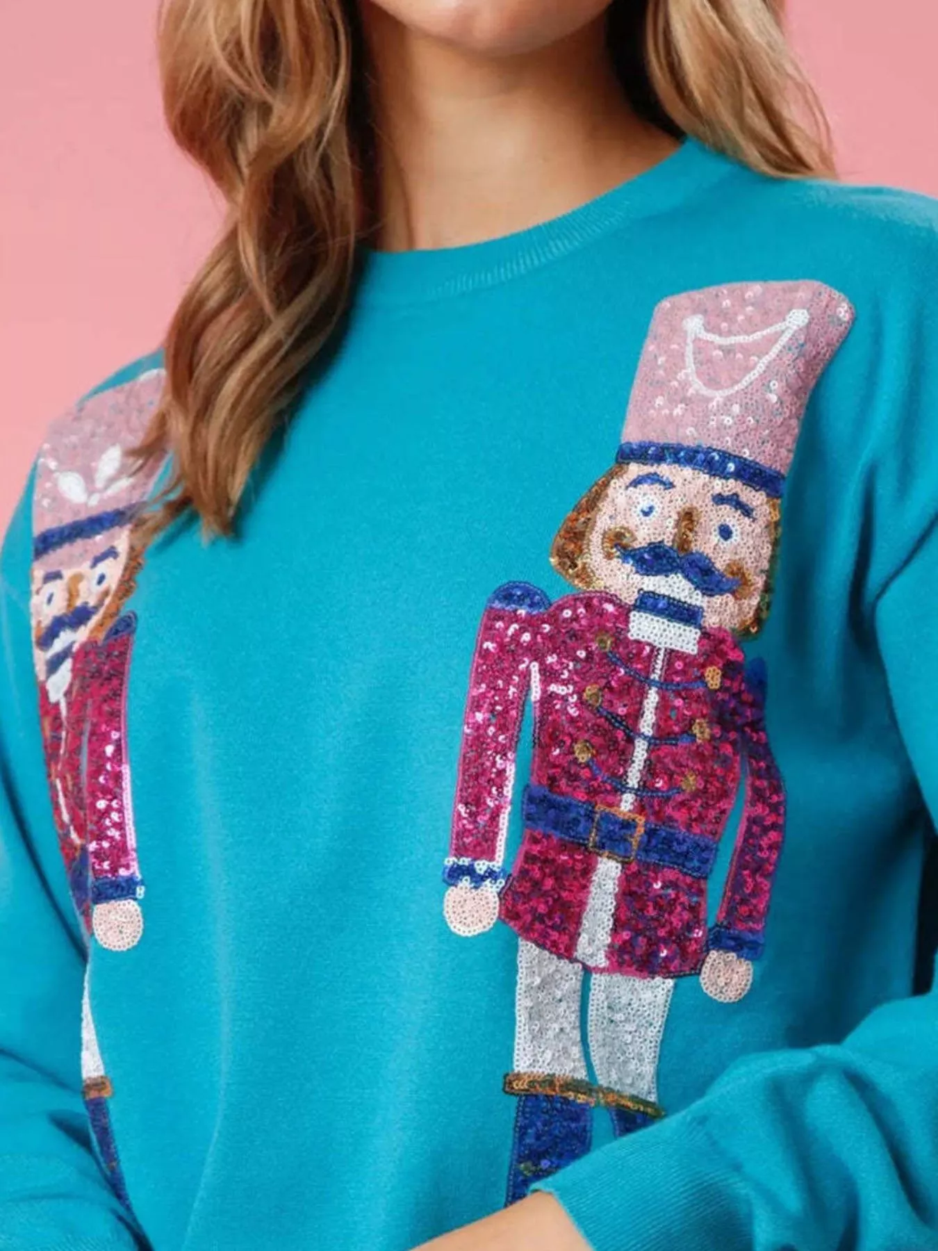 Christmas Sequin Nutcracker Dropped Shoulder Sweatshirt - Image 3