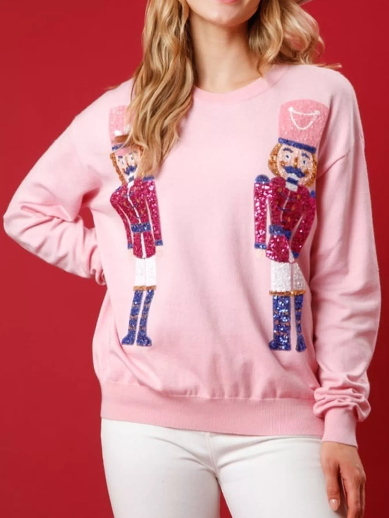 Christmas Sequin Nutcracker Dropped Shoulder Sweatshirt - Image 4