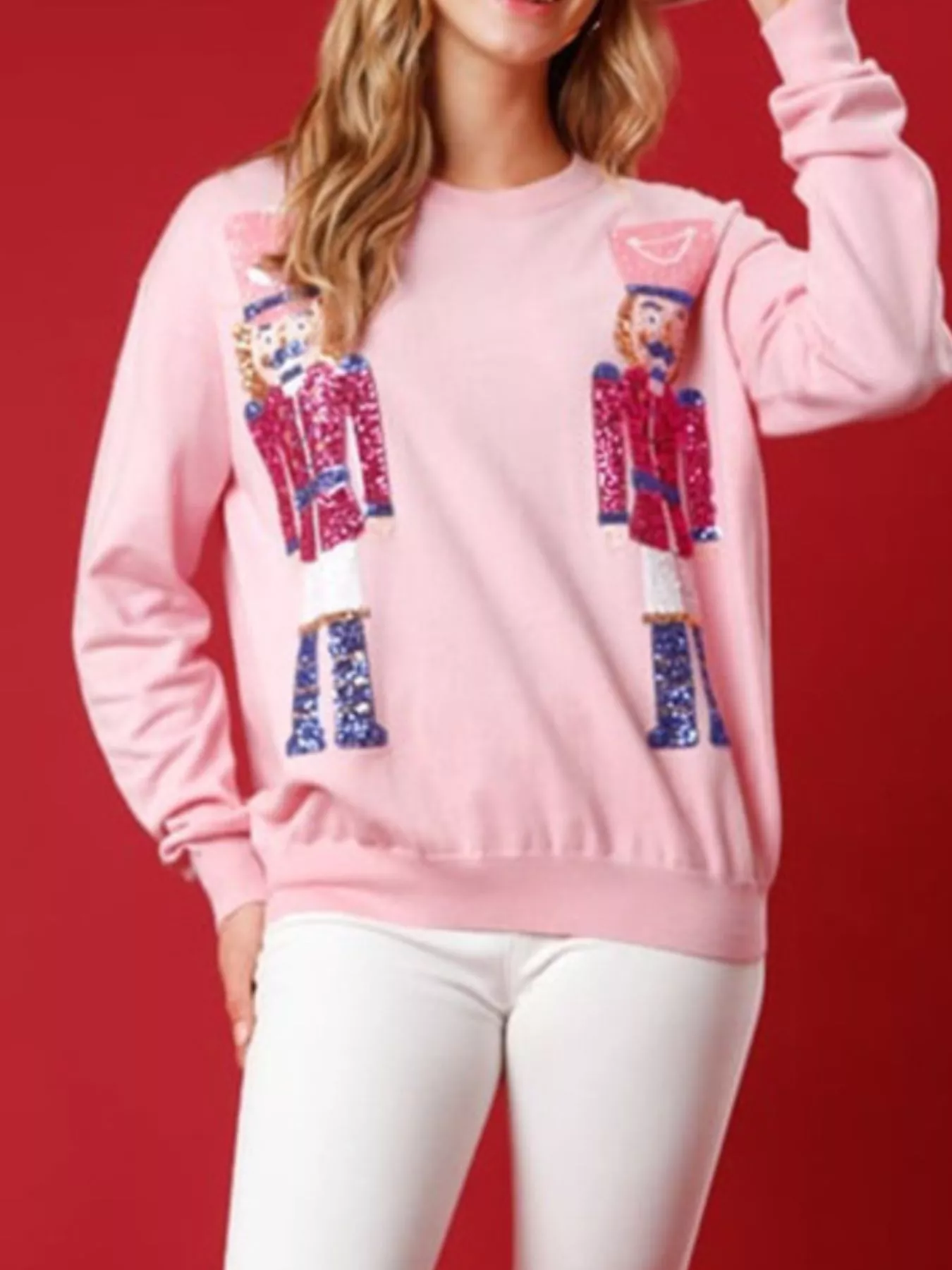 Christmas Sequin Nutcracker Dropped Shoulder Sweatshirt - Image 5