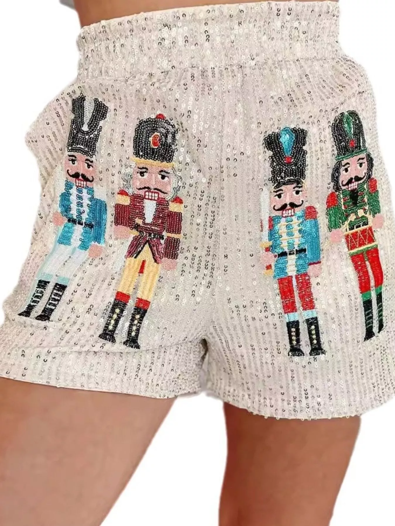 Christmas Sequined Nutcracker Shorts - Image 3
