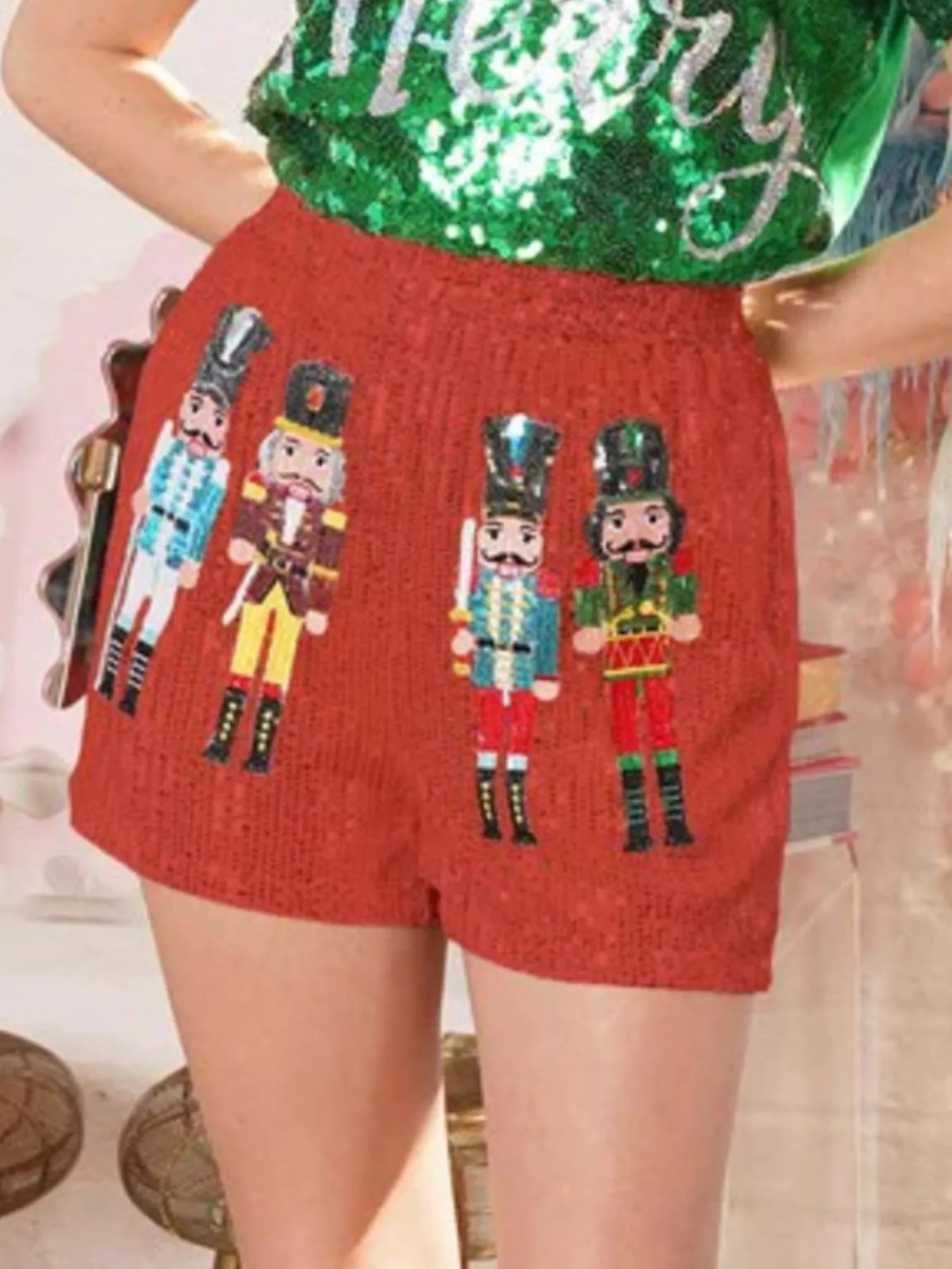 Christmas Sequined Nutcracker Shorts - Image 9