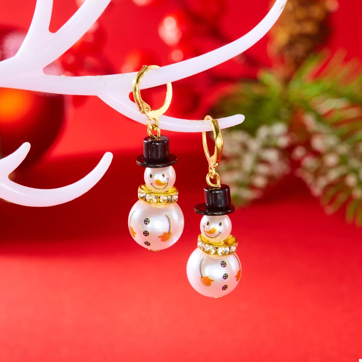 Christmas Snowman Drop Earrings - Image 2