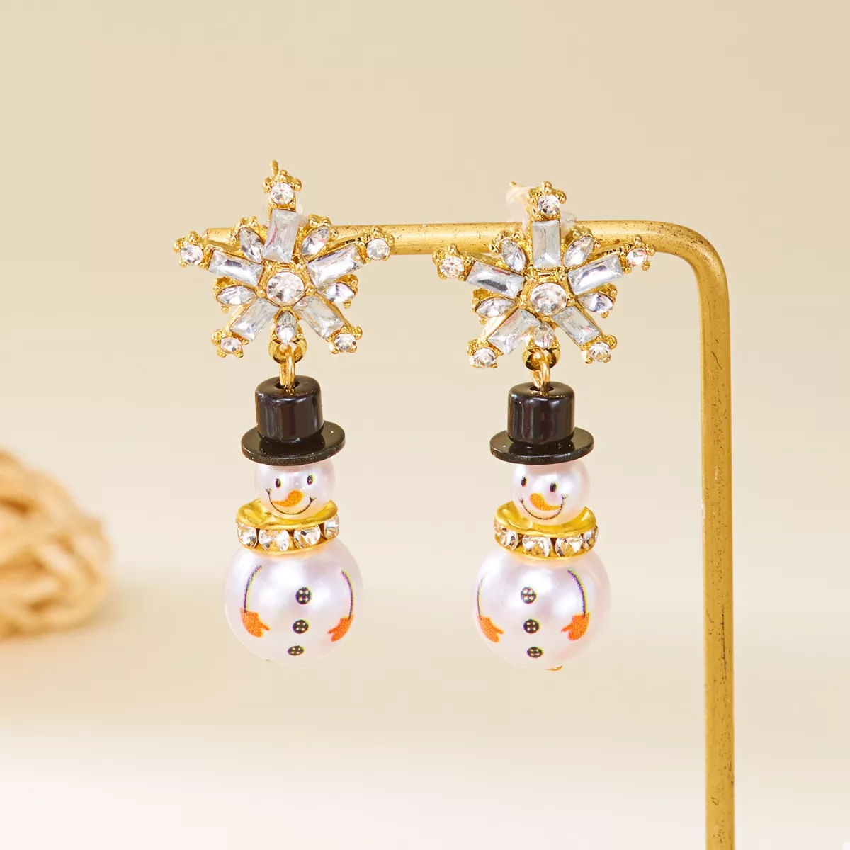 Christmas Snowman Drop Earrings - Image 3