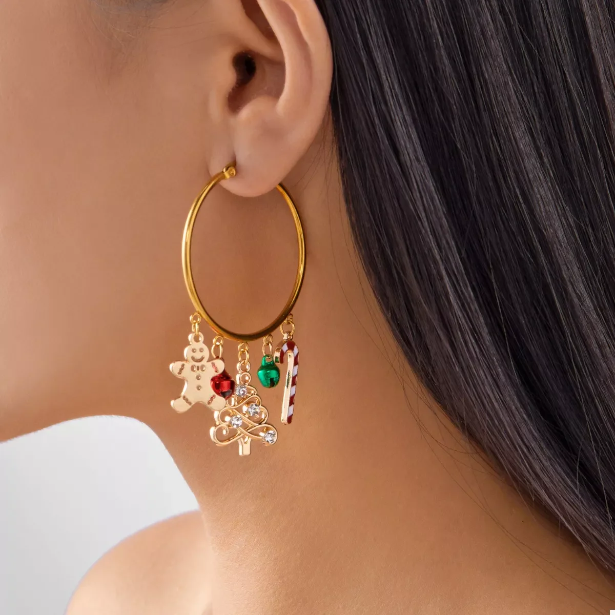 Christmas Theme Hoop Earrings - Image 2