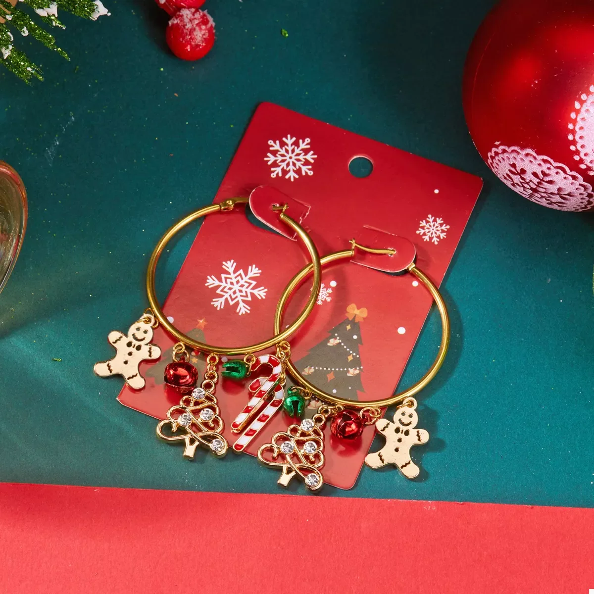 Christmas Theme Hoop Earrings - Image 4