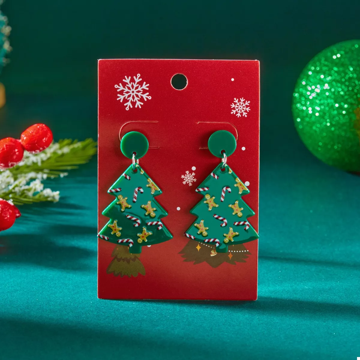 Christmas Tree Drop Earrings - Image 2