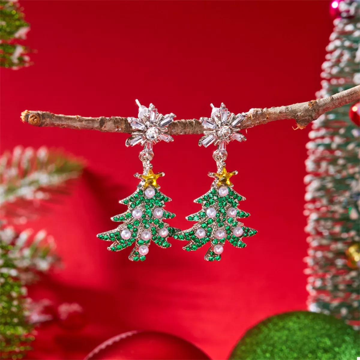 Christmas Tree Drop Earrings - Image 3