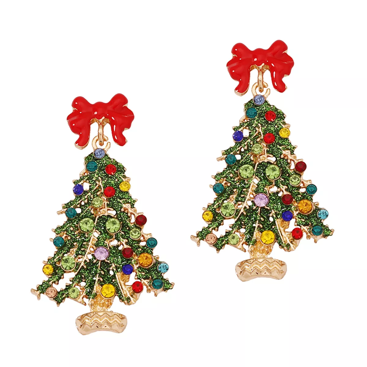 Christmas Tree Earrings with Bow - Image 6