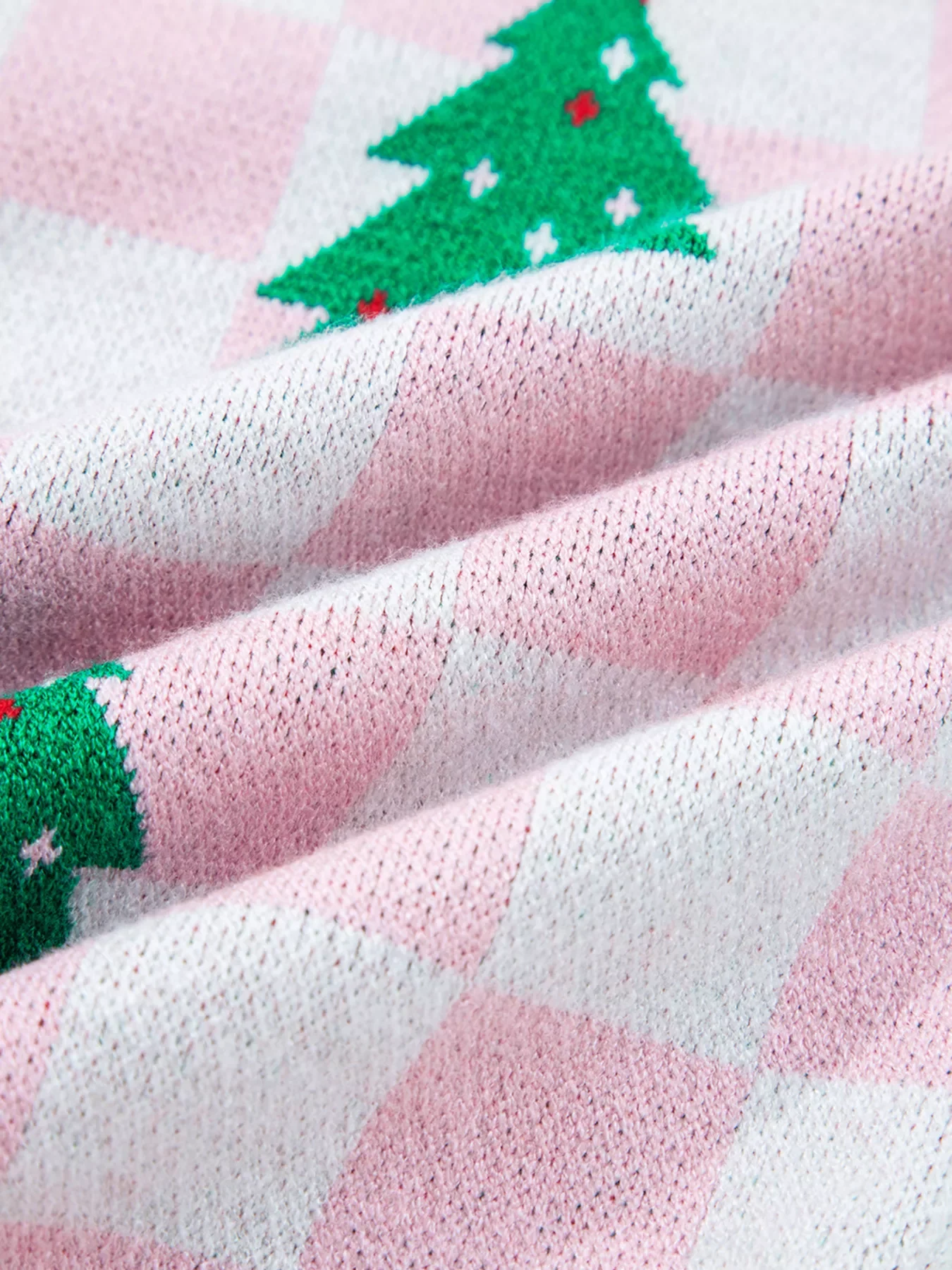 Christmas Tree Pattern Checkered Button V Neck Cardigan - Image 9