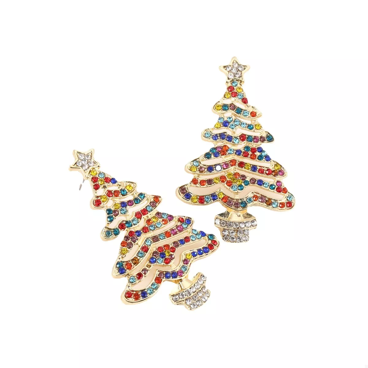 Christmas Tree Rhinestone Earrings - Image 5
