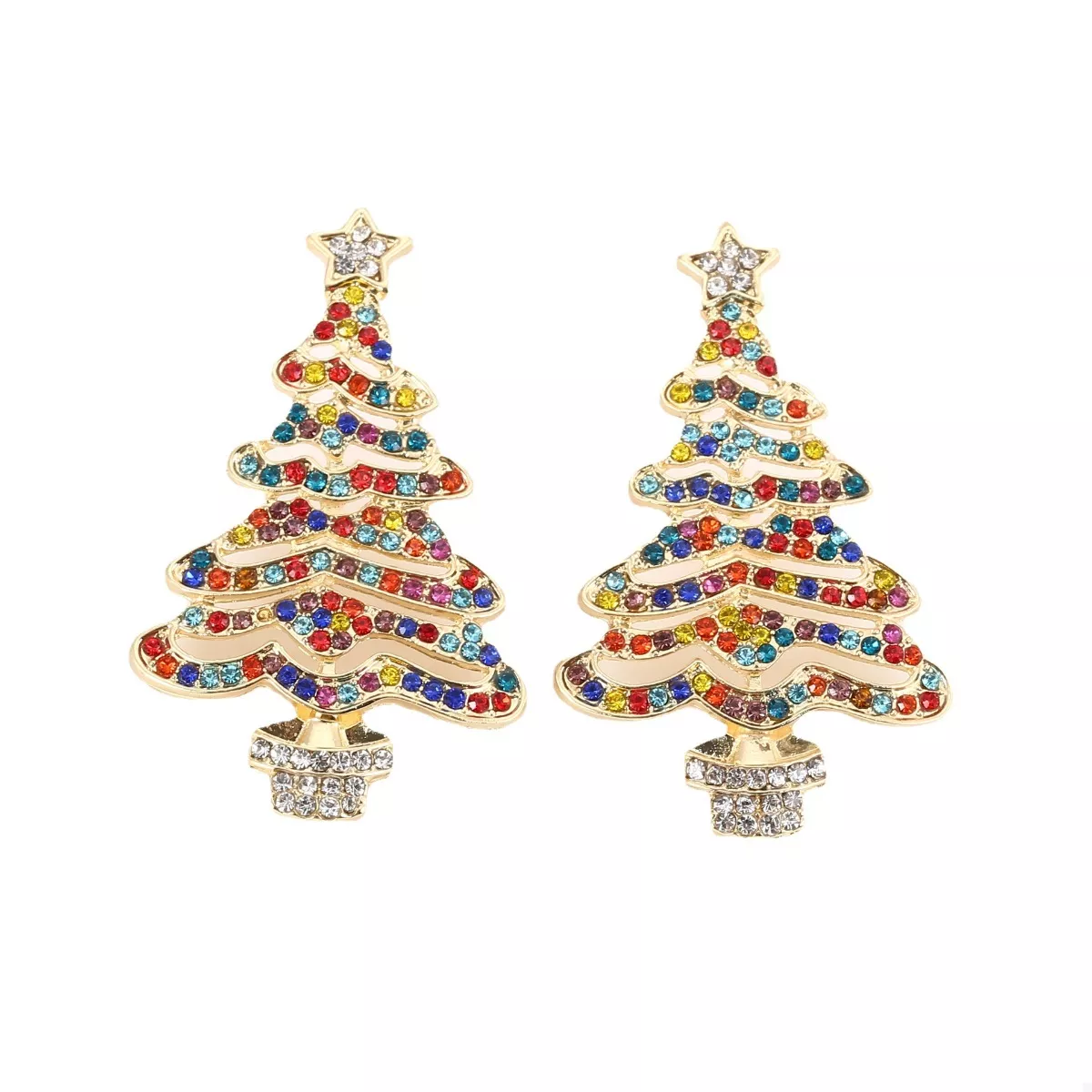 Christmas Tree Rhinestone Earrings - Image 6