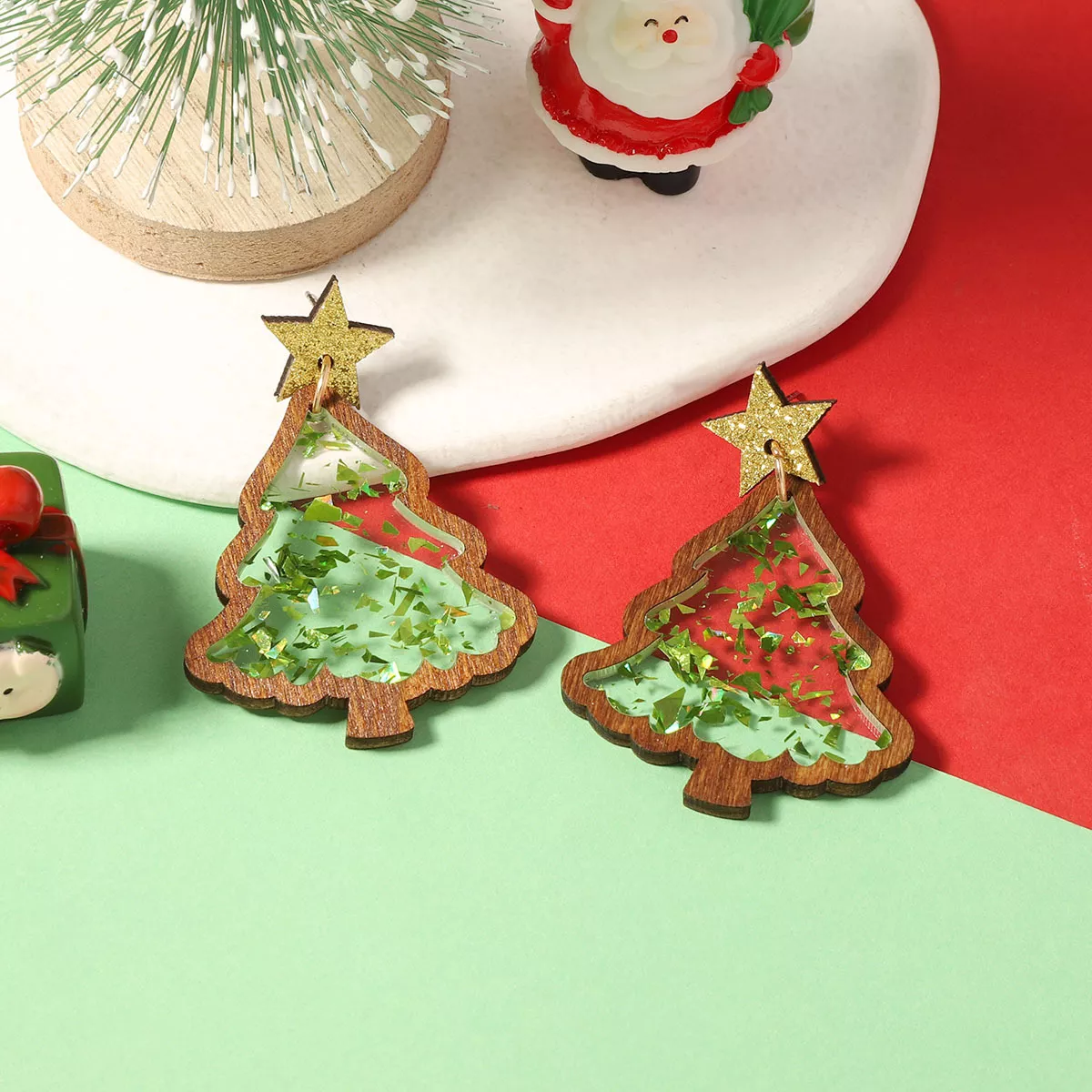 Christmas Tree Star Earrings - Image 2