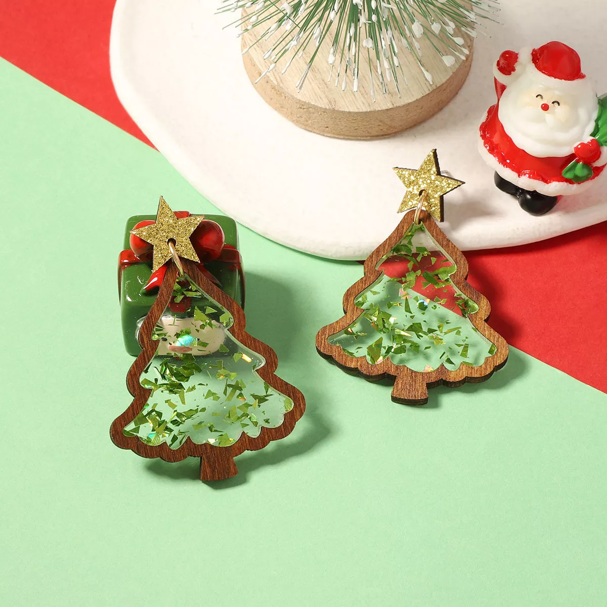 Christmas Tree Star Earrings - Image 3