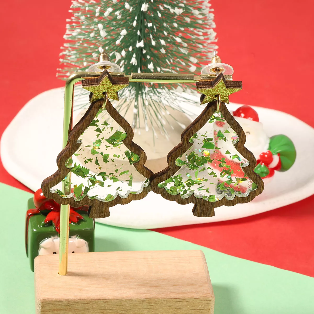 Christmas Tree Star Earrings - Image 4