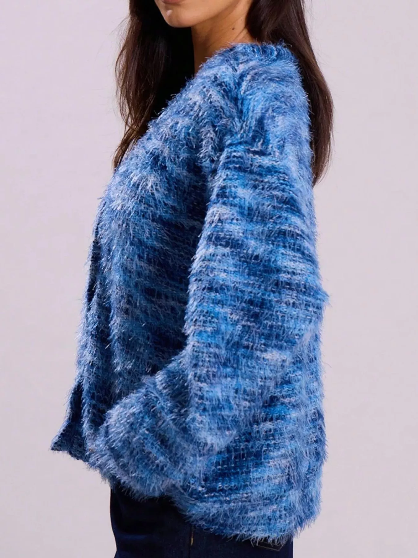 Chunky Knit V-Neck Button-Up Cardigan - Image 12
