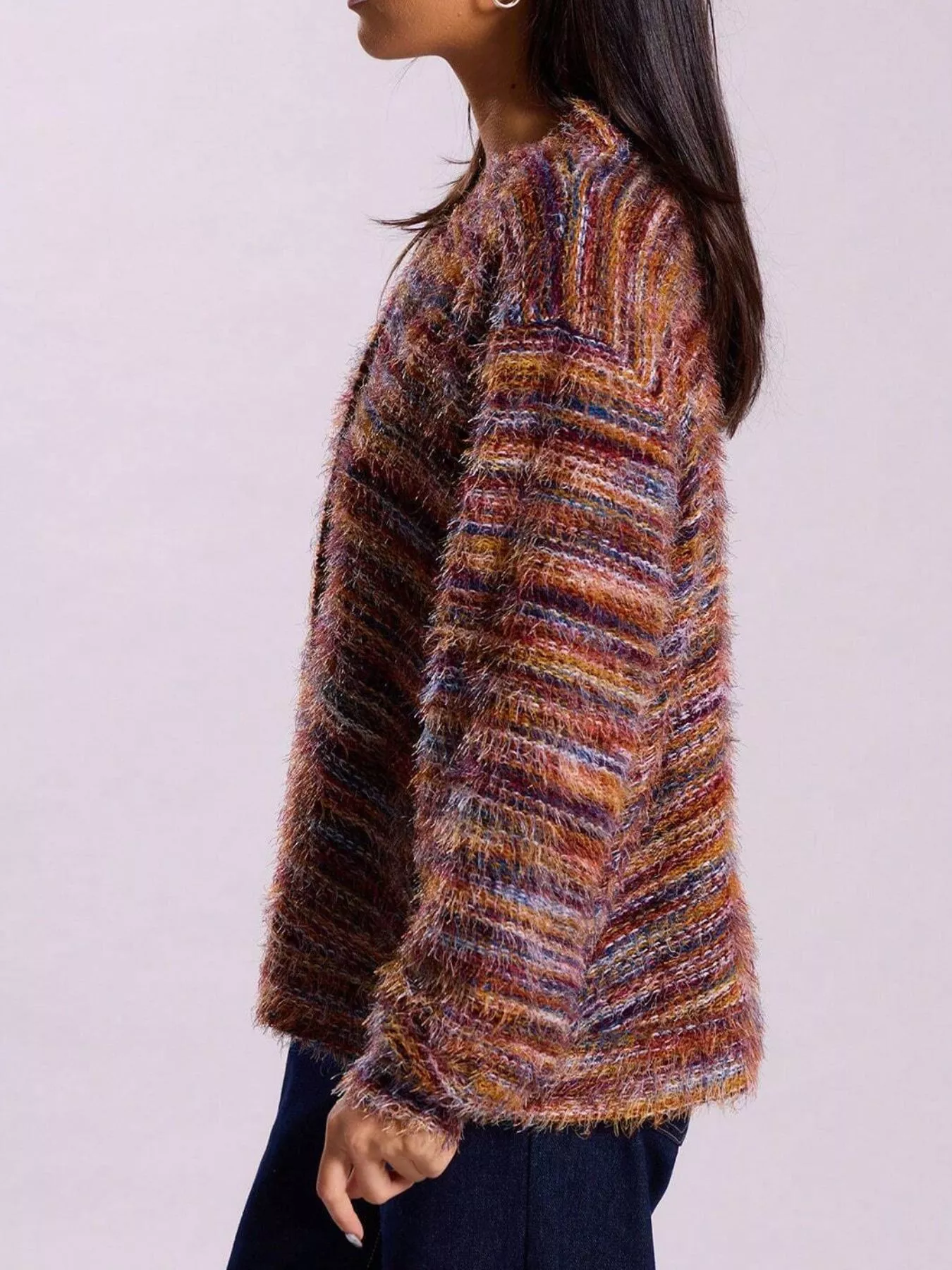 Chunky Knit V-Neck Button-Up Cardigan - Image 3
